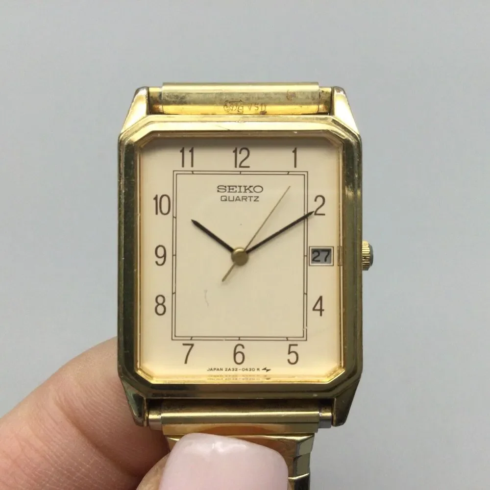 Seiko | Accessories | Vintage Seiko Tank Watch Men Gold Tone  display picture 3